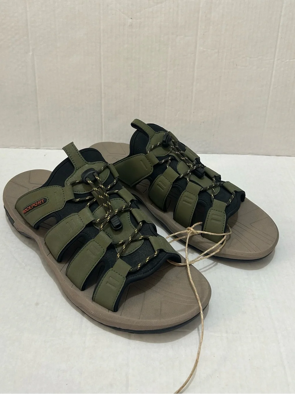 Rockport Men’s Olive Green and Tan Slide Sandals Size 13